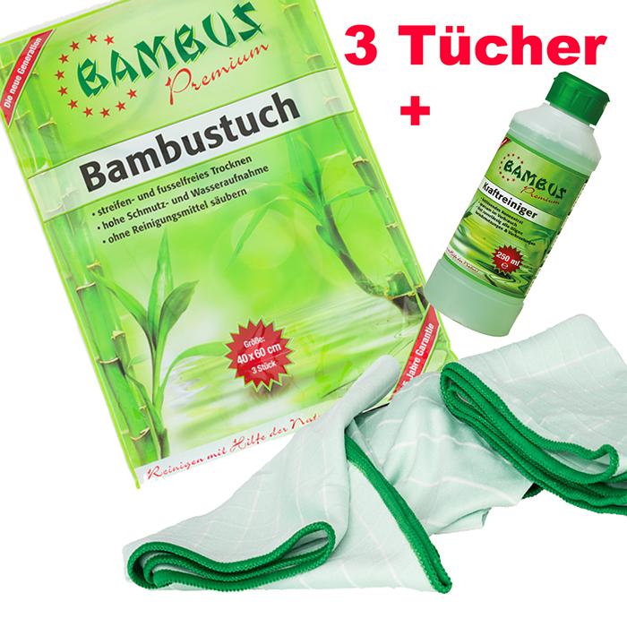Bambus Premium Bambustücher 3tlg. + 250ml Kraftreiniger (gratis)
