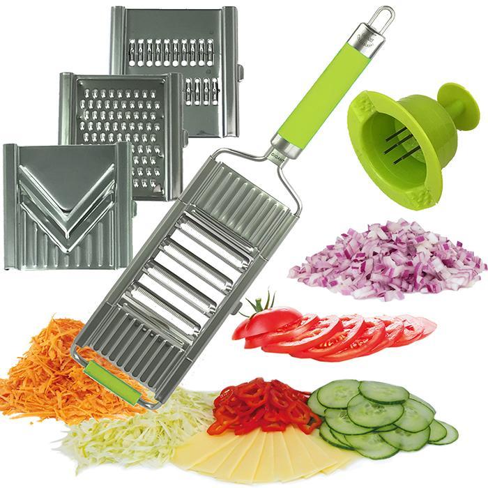 GIGANT Multihobel-Set Mit 4 Einsätzen + Schäler – Edelstahl, Für Gemüse & Obst