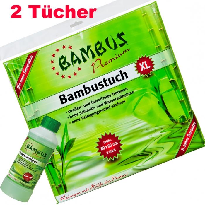 Bambus Premium XL 80x60cm 2 x TÜCHER + 1 Kraftreiniger 250ml (gratis)